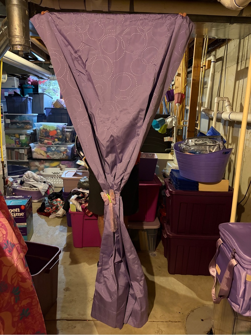 Purple Decorative Circle-Pattern Curtain Panel